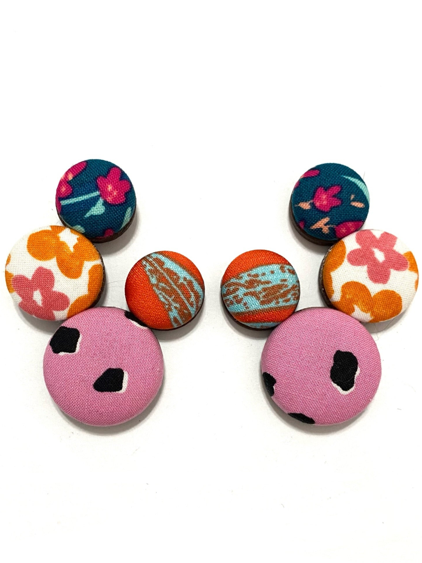 BOTÓN DE AZÚCAR - Boomerang Earrings- Large- Oranges and Pinks