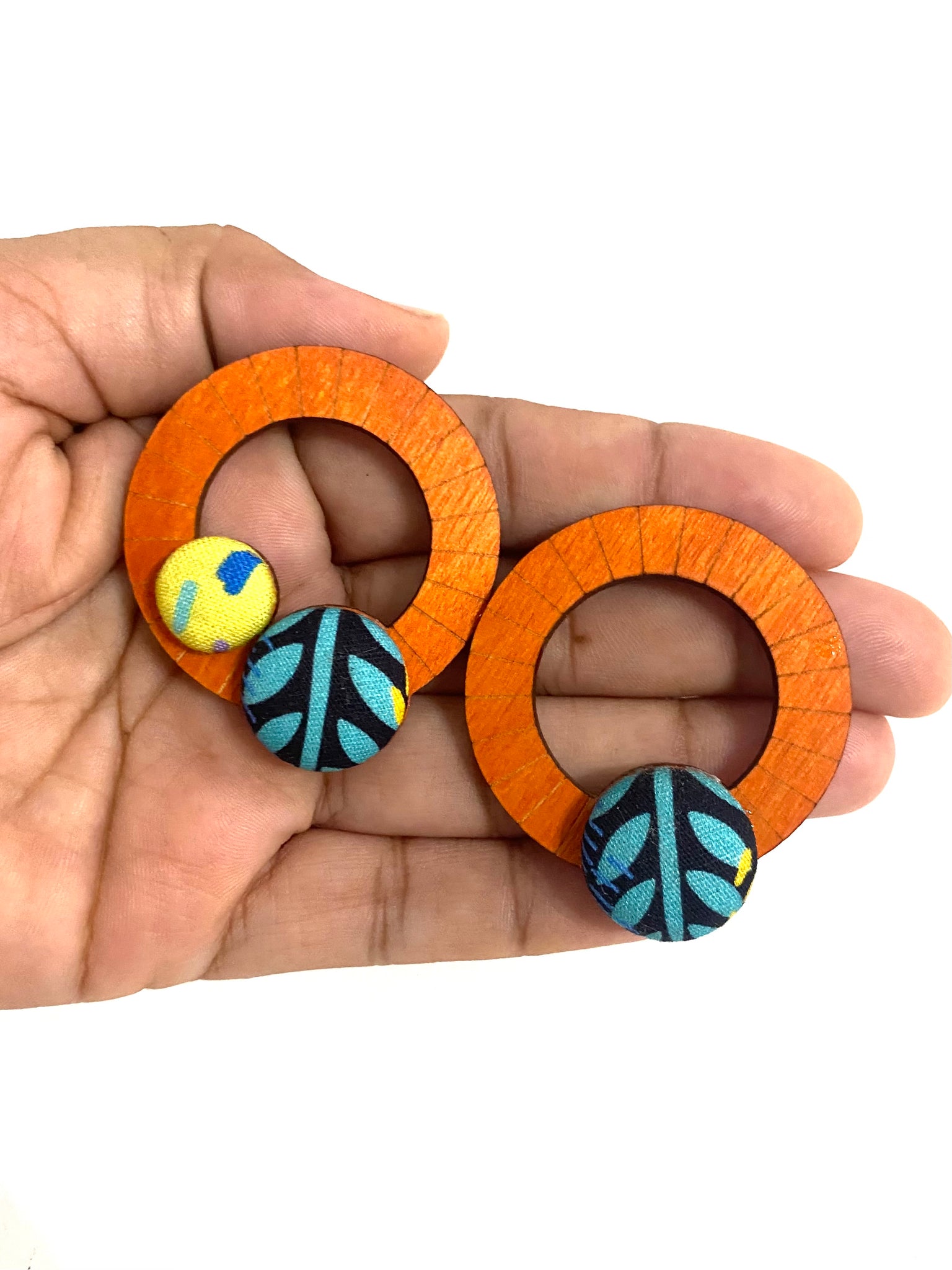 Ciclos Small Hoops- Orange- Teal Fern