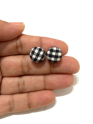 Small Studs - Black White Gingham
