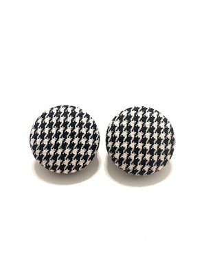 BOTÓN DE AZÚCAR - Medium Studs - B&W Houndstooth