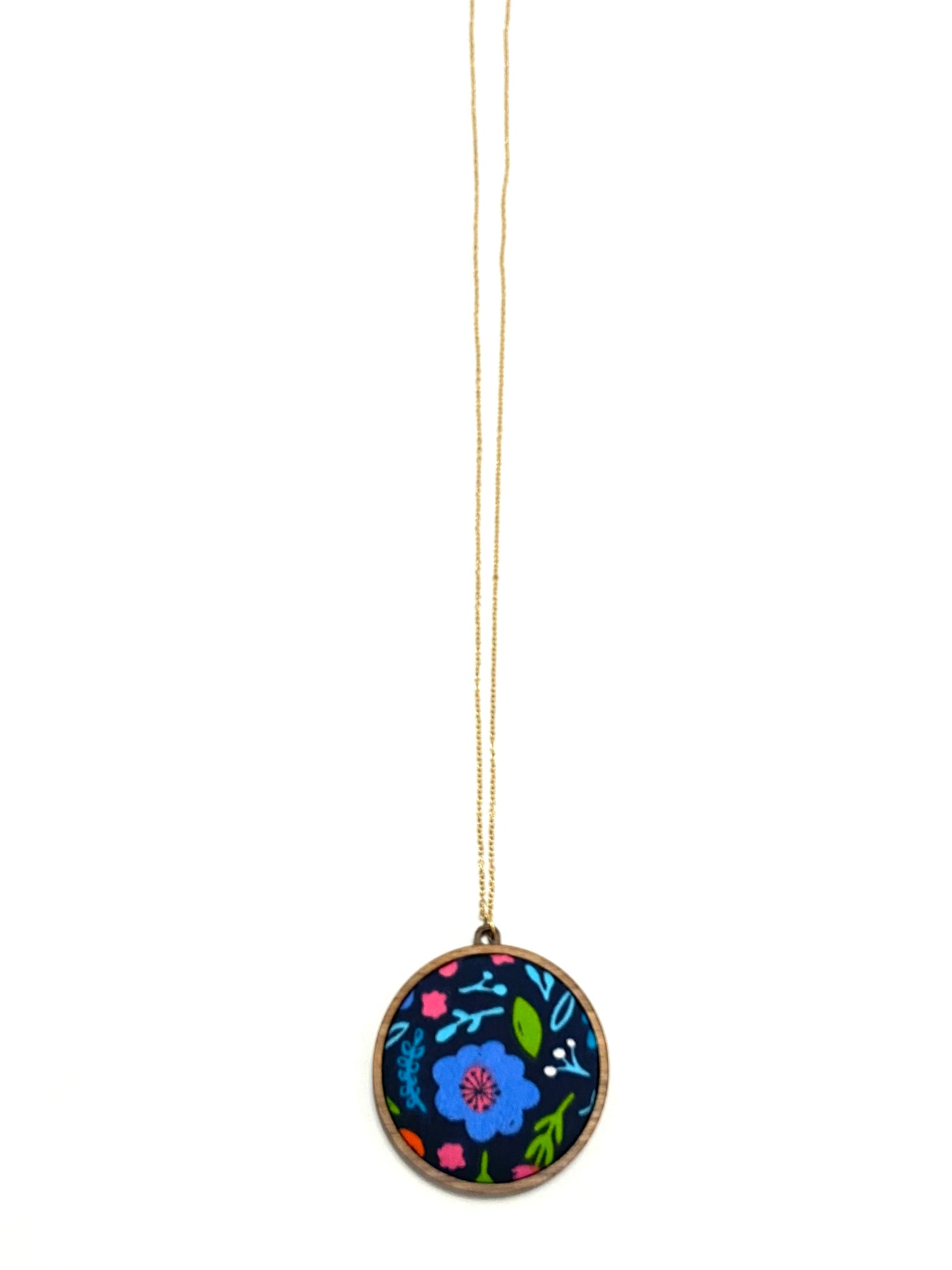 BOTÓN DE AZÚCAR - Pendant Necklace- Single- Blue Flower