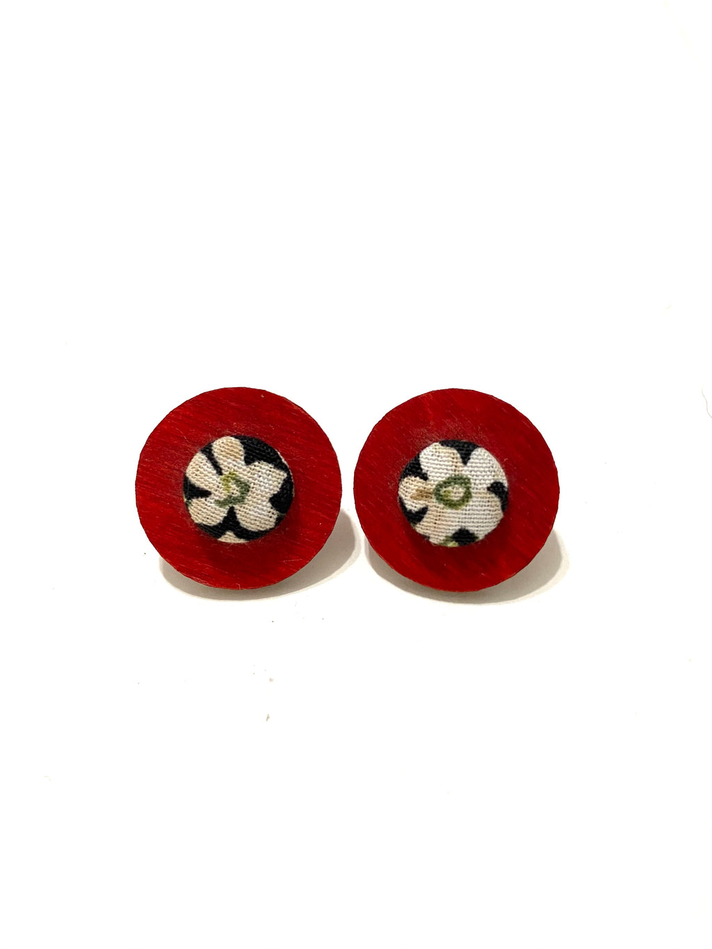 Ciclo Studs- Red - White Orchids