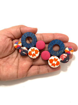 BOTÓN DE AZÚCAR - Nube Earrings- Blue - Pink and Orange