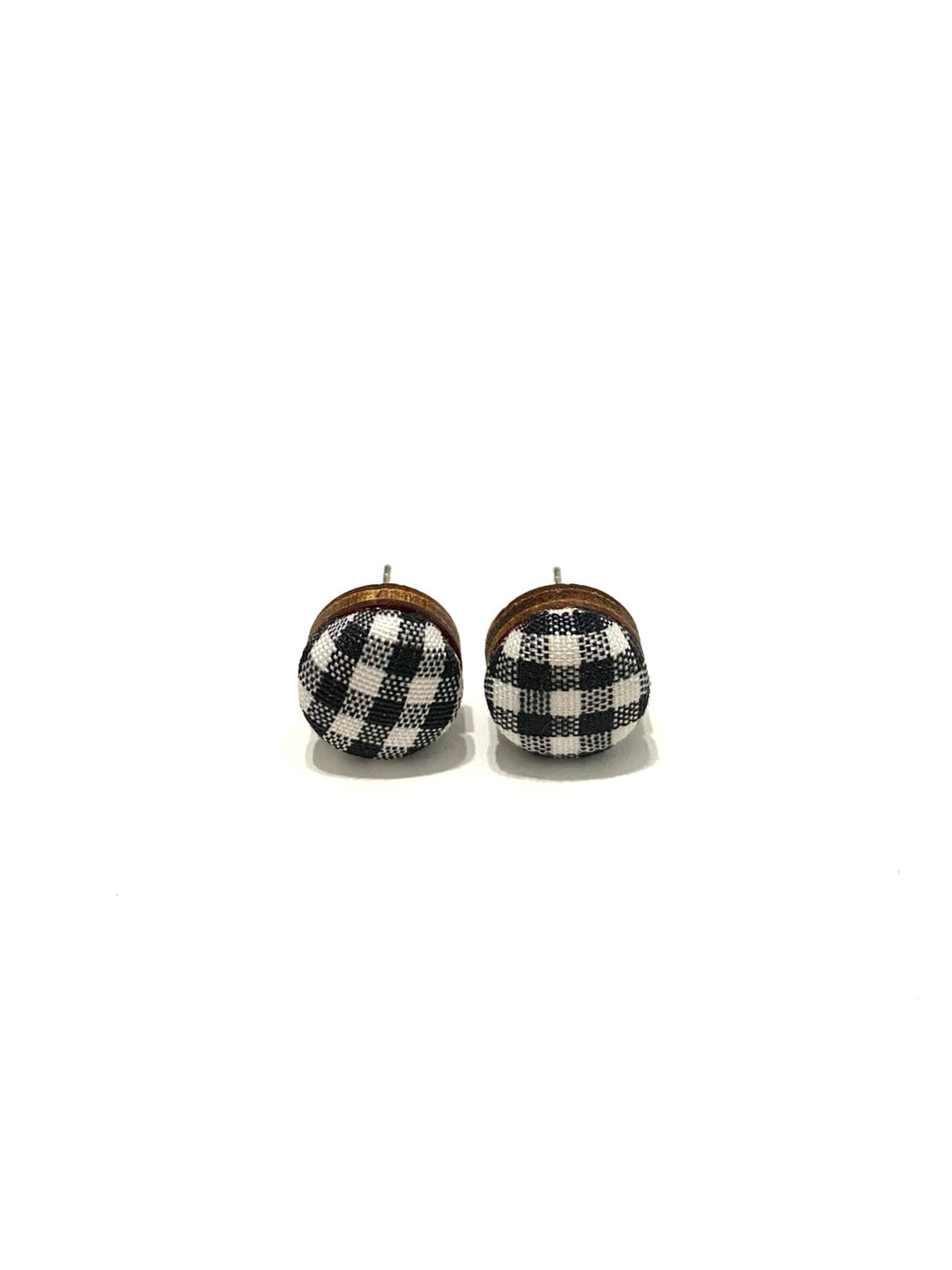 Small Studs - Black White Gingham
