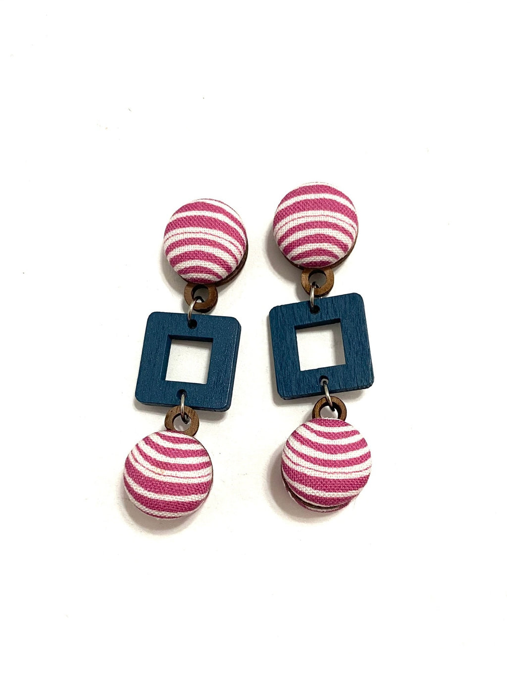 Ventana Earrings- Small- Lines in Pink