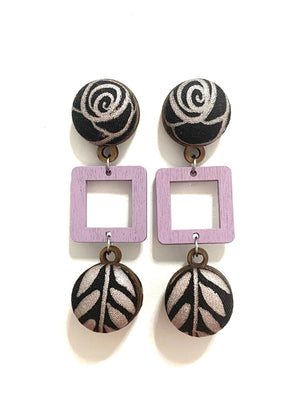 BOTÓN DE AZÚCAR - Ventana Earrings- Large- Metallic Lilac