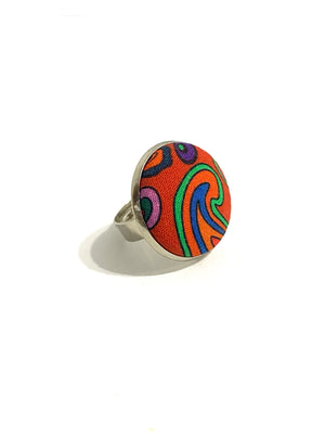 Silver Tone Ring- Red Groove