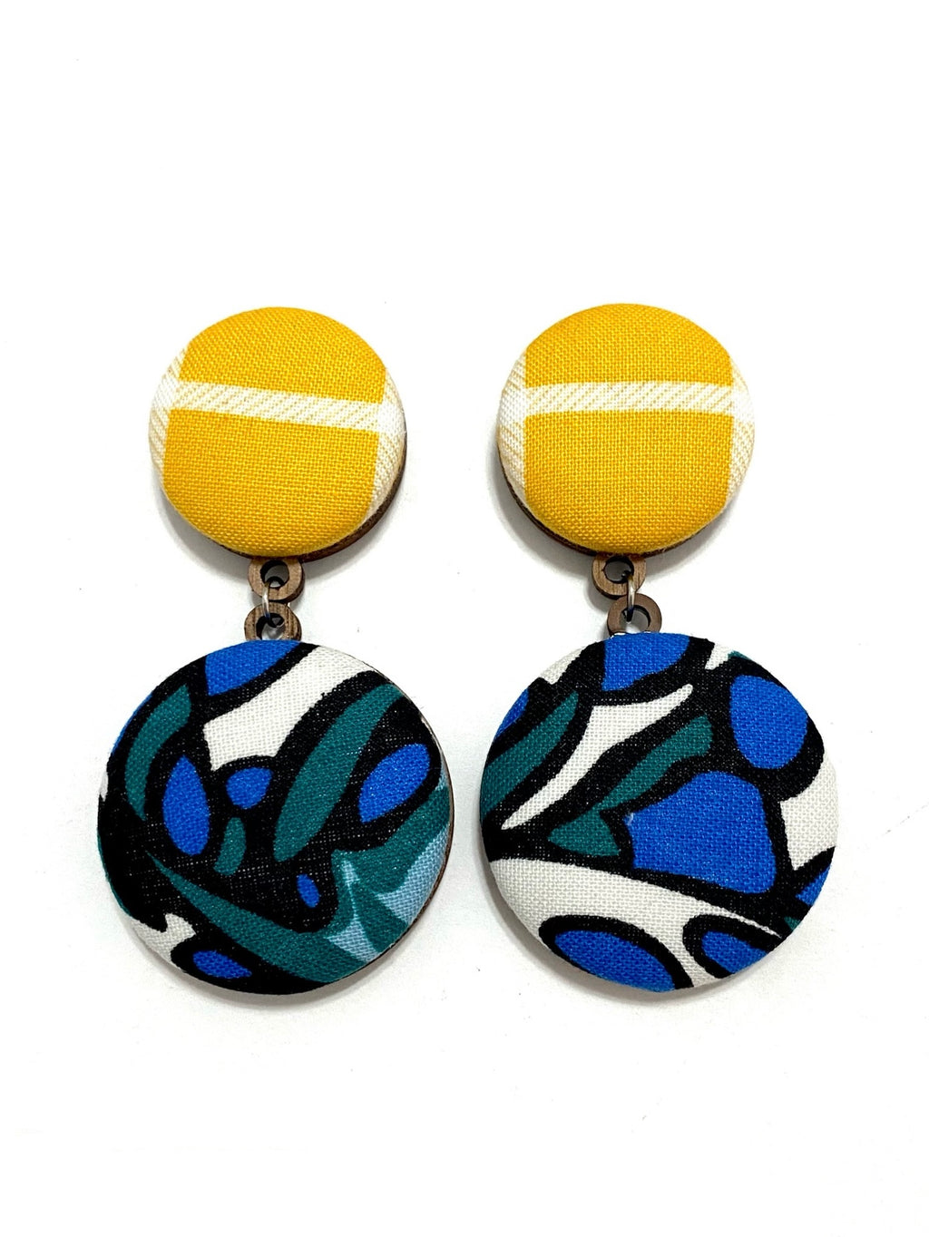 Double Earrings- Green Blue Yellow