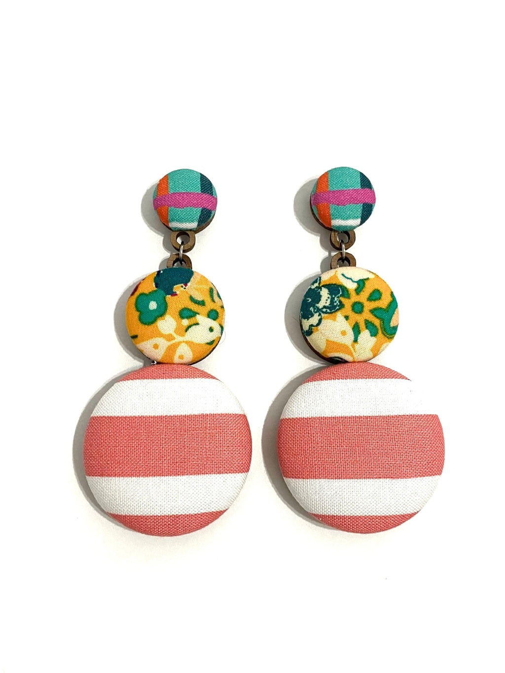 BOTÓN DE AZÚCAR - Big Earrings-Stripes and Flowers