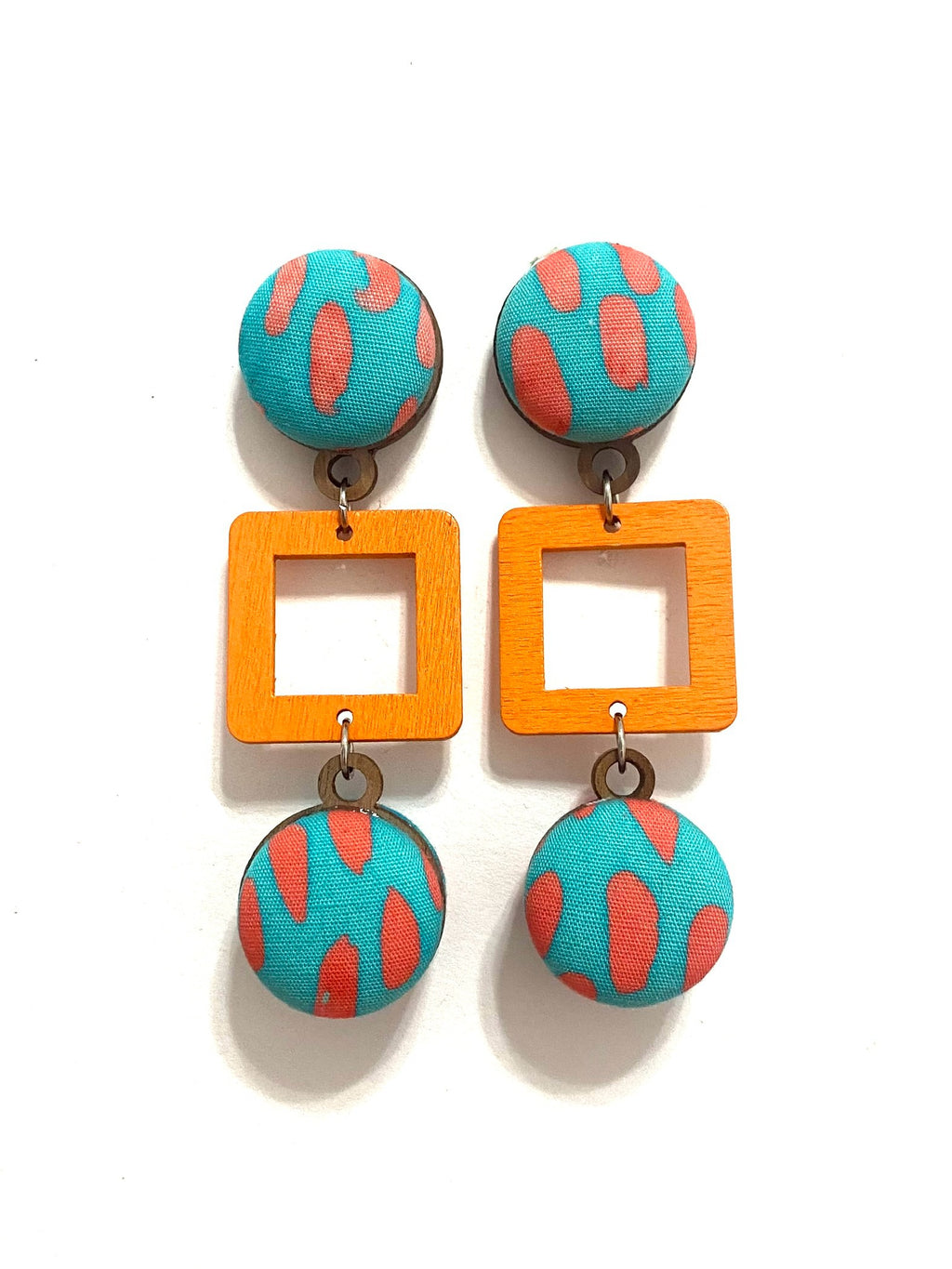 Ventana Earrings- Large- Aqua Orange