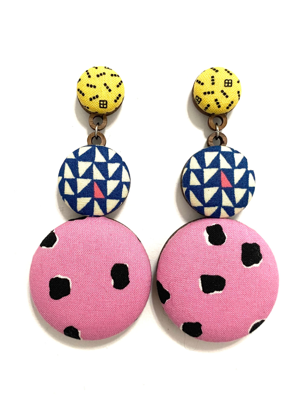 BOTÓN DE AZÚCAR - Big Earrings- Pink Yellow Blue