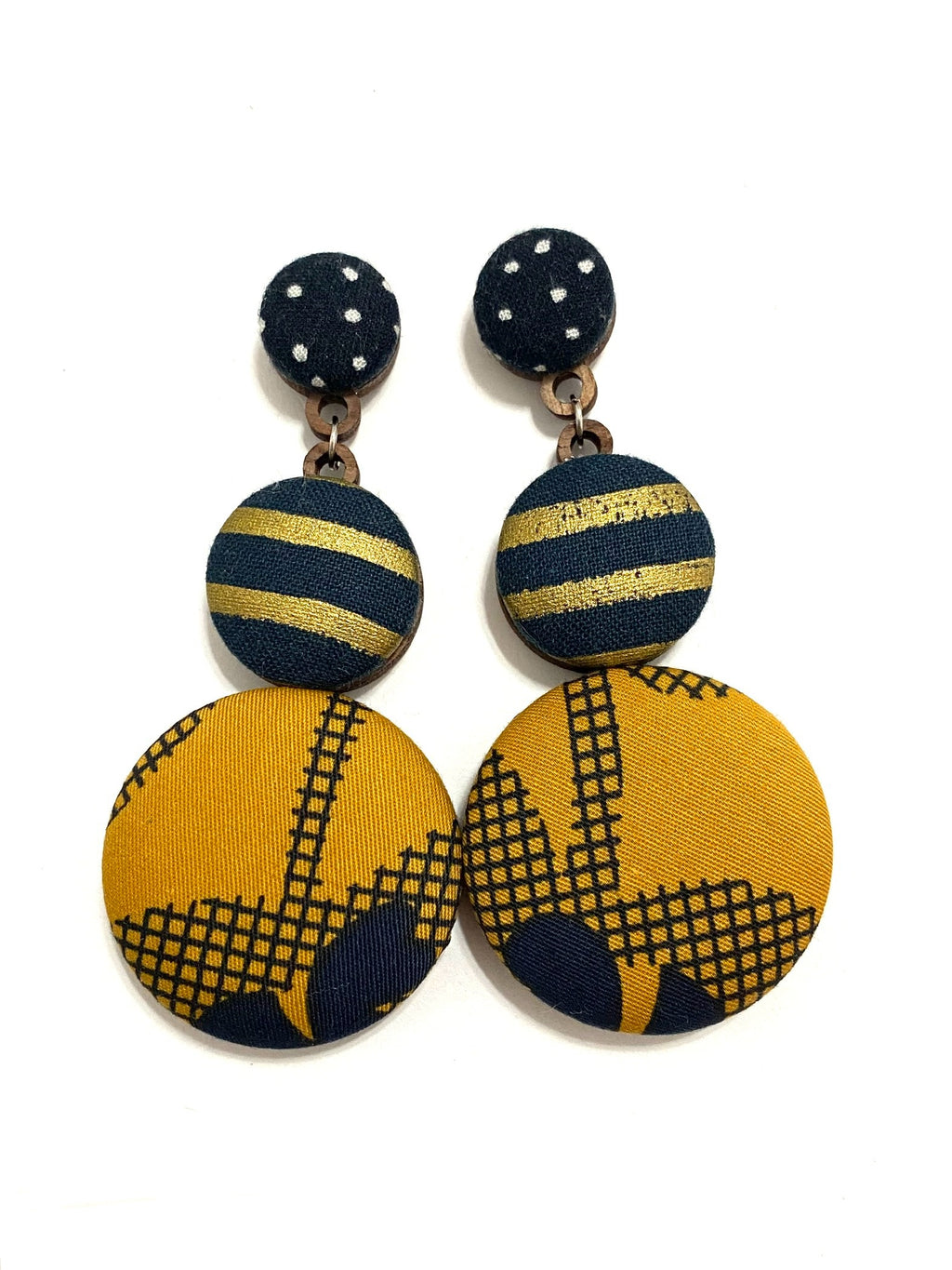 Big Earrings- Mustard Navy