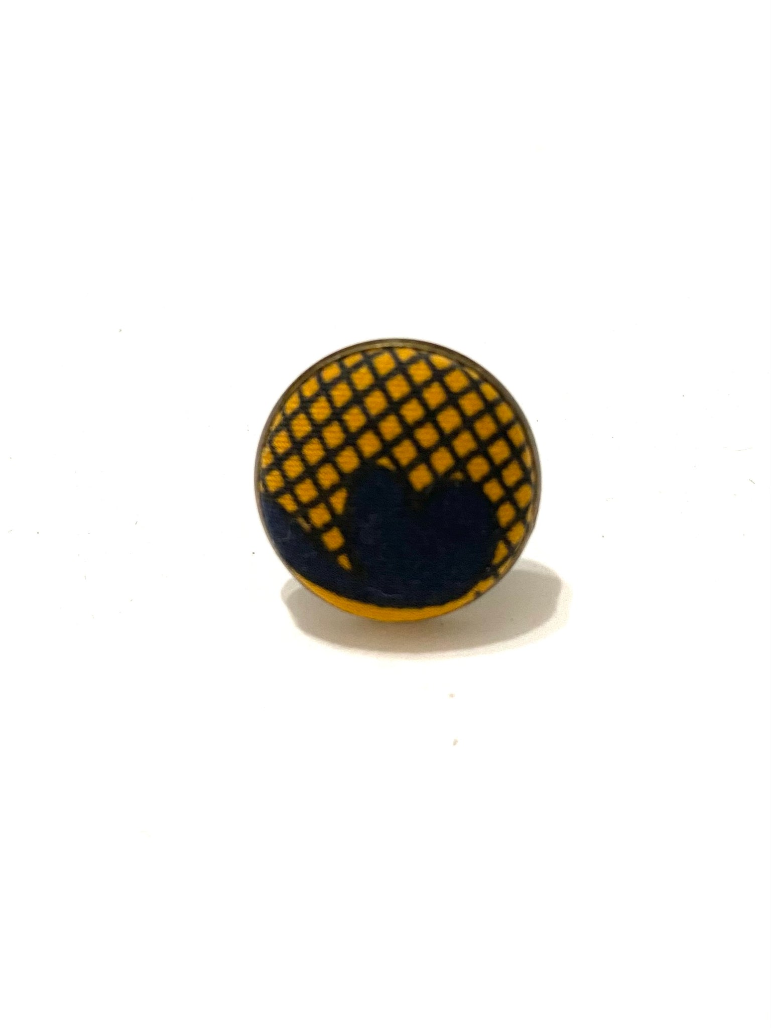 Brass Tone Ring- Mustard Grid
