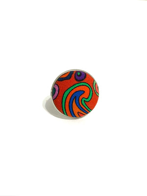 Silver Tone Ring- Red Groove