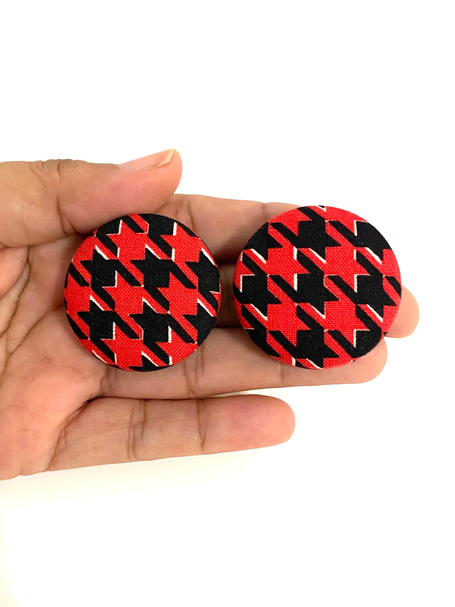 Large Studs -  Red Houndstooth