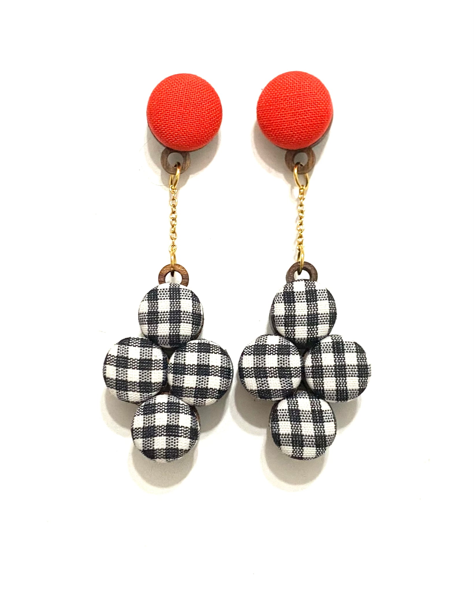 Cluster Earrings- Black White Gingham