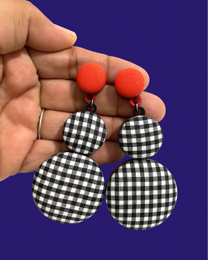 Azucar Earrings- B&W and Red