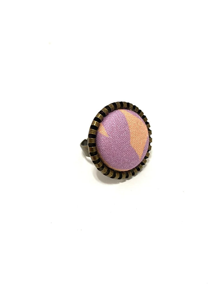 Brass Tone Ring- Salmon Lavender