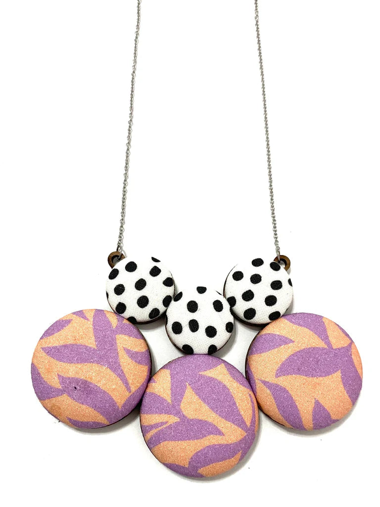 Azúcar Necklace- Lavender Coral Dots