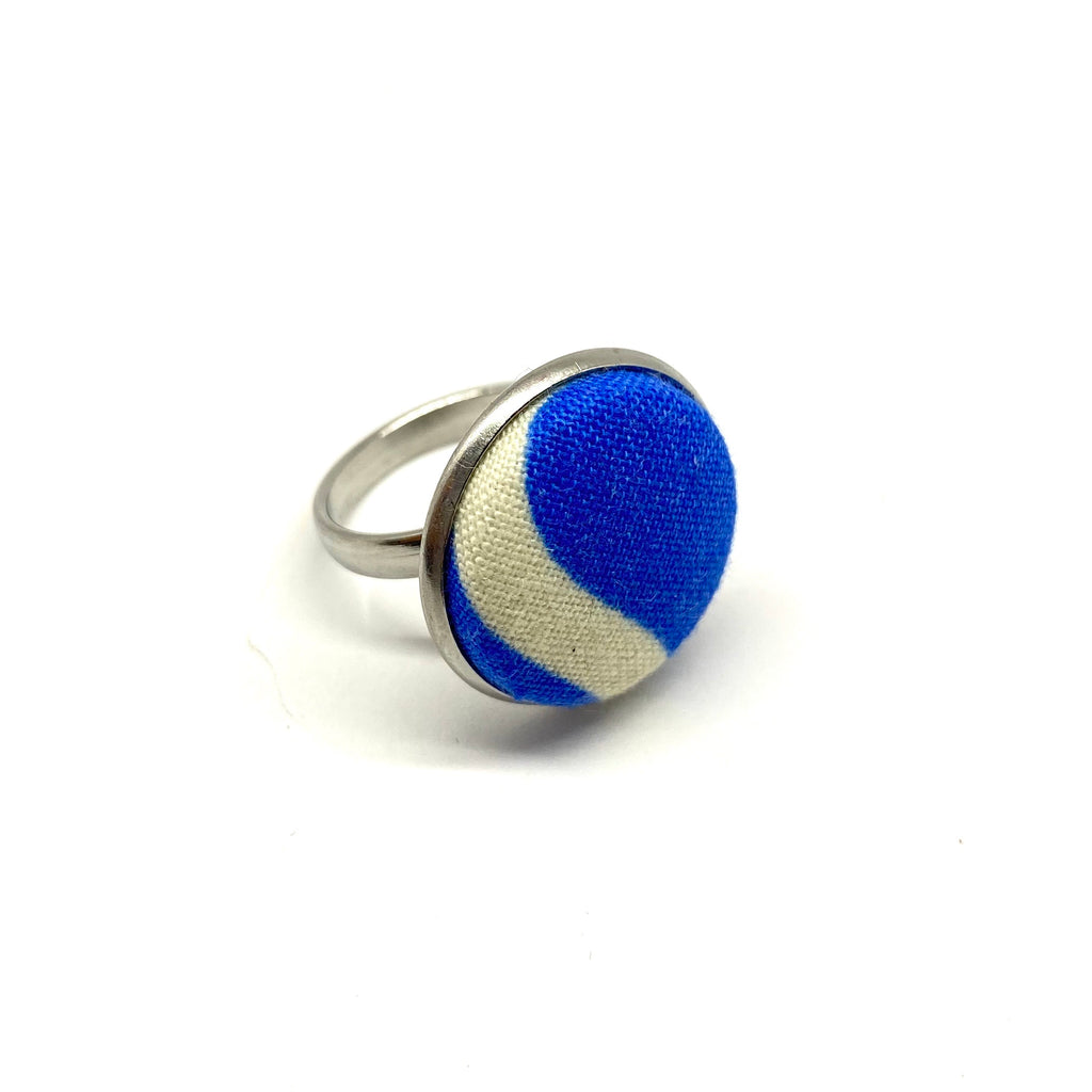 BOTÓN DE AZÚCAR - Simple Silver Tone- Blue Wave